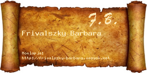 Frivalszky Barbara névjegykártya